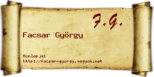 Facsar György névjegykártya
